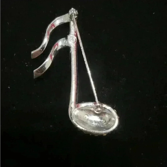 Pell Music Note Rhinestone Brooch - Picture 2 of 2